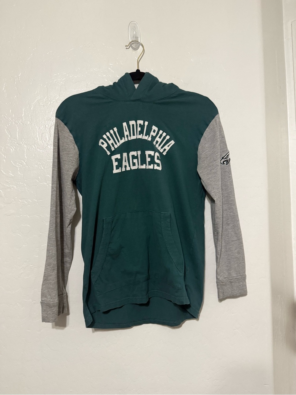 NFL Philadelphia Eagles Youth Hooded Long Sleeve Shirt - Green & Gray
